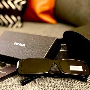 Brand new w. Tags- Prada Sunglasses-low bridge fit, model PR 27ZSF loden black